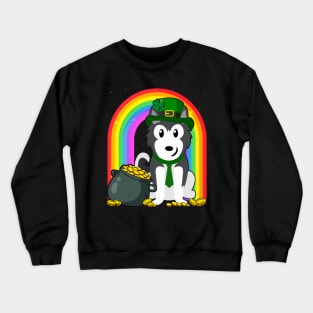 Siberian Husky Rainbow Irish Clover St Patrick Day Dog Gift design Crewneck Sweatshirt